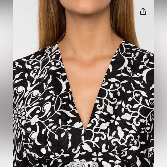 NWT The Kooples Coromandel Midi Black White Dress Size S - Picture 4 of 15